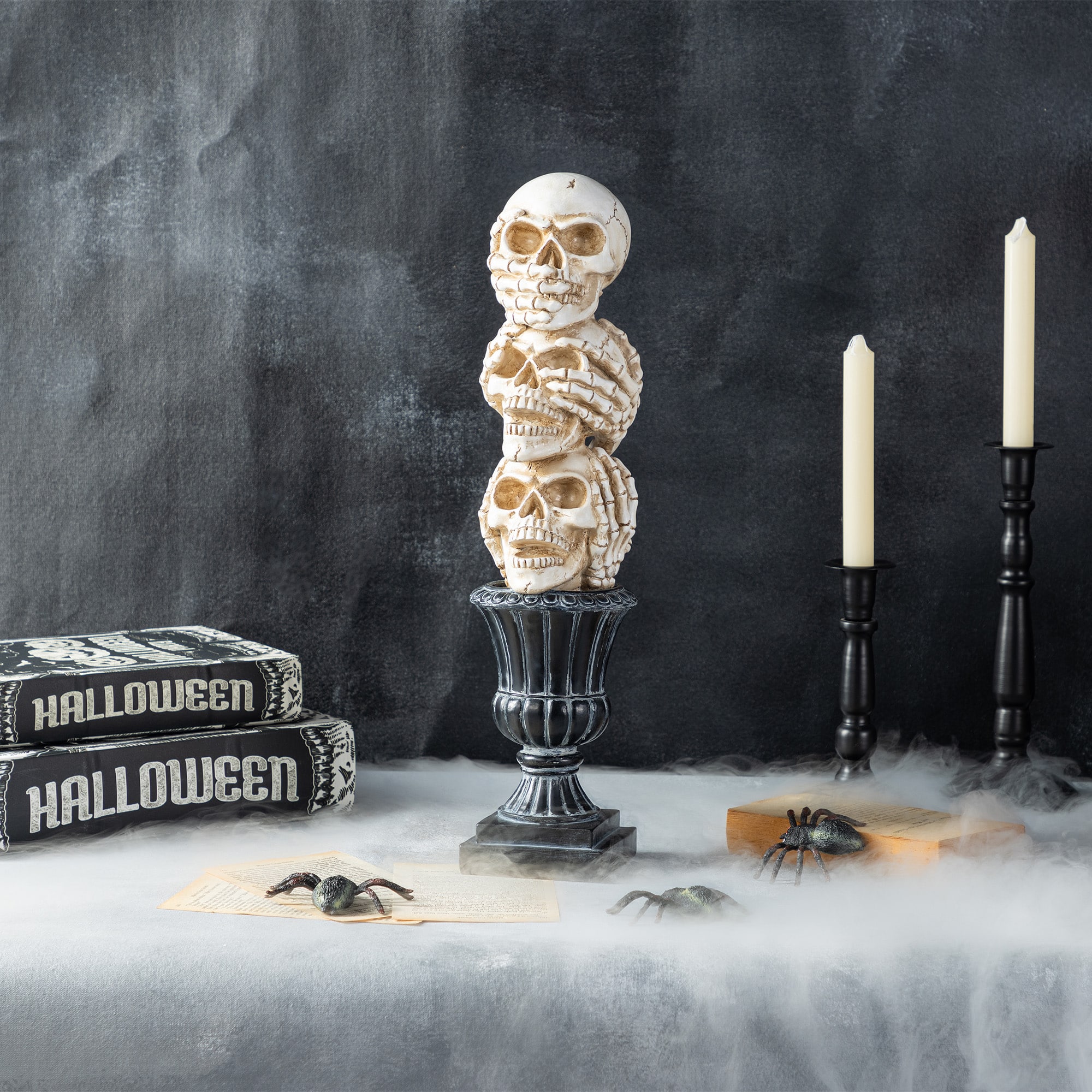 Glitzhome® 18"H Halloween Resin Stacked Skull Table Decor